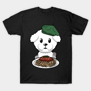 Cute furry dog eating spaghetti T-Shirt